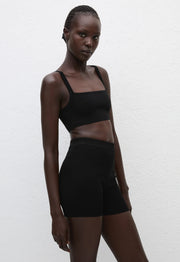 Cropped Knit Bike Short - Black - Matteau